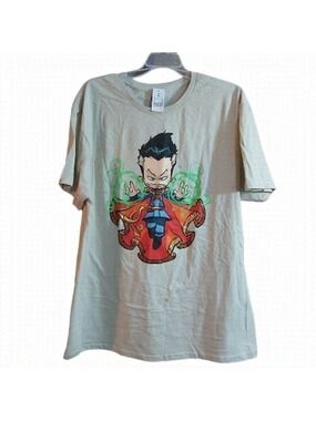 Marvel Doctor Strange Comic Anime Style Men's Cartoon T-Shirt Off White Size XL